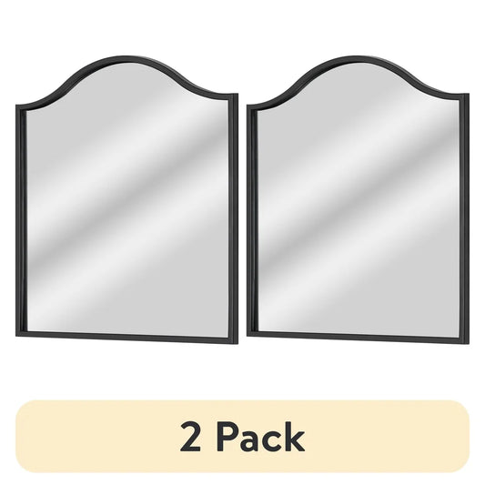 2 Pack Arch Wall Mirror Black Frame Elegant Home Accent Decorative Glass Round Mirror Distortion Free Reflection Living Room