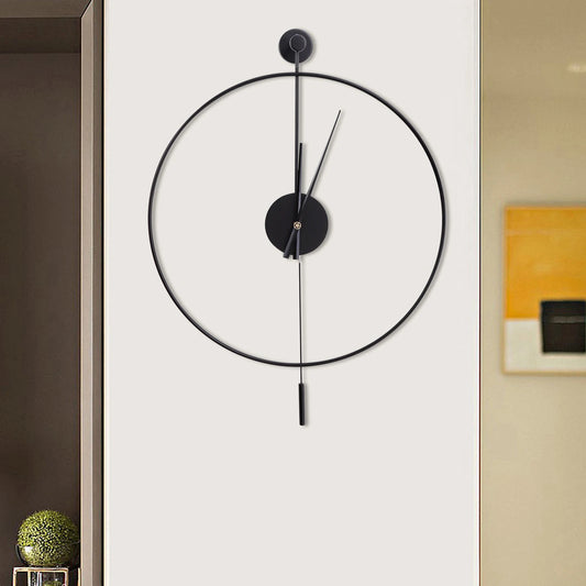 Black Metal 60cm Swing Wall Clock Silent Sweep Second Modern Simple Decorative Wall Clock with Pendulum