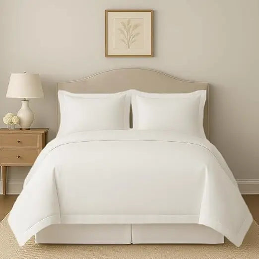 Egyptian Cotton Super King Duvet Cover Set in White, 120x120 Size with Zippered Closure and 7 Corner Ties for Soft Cozy Experience
