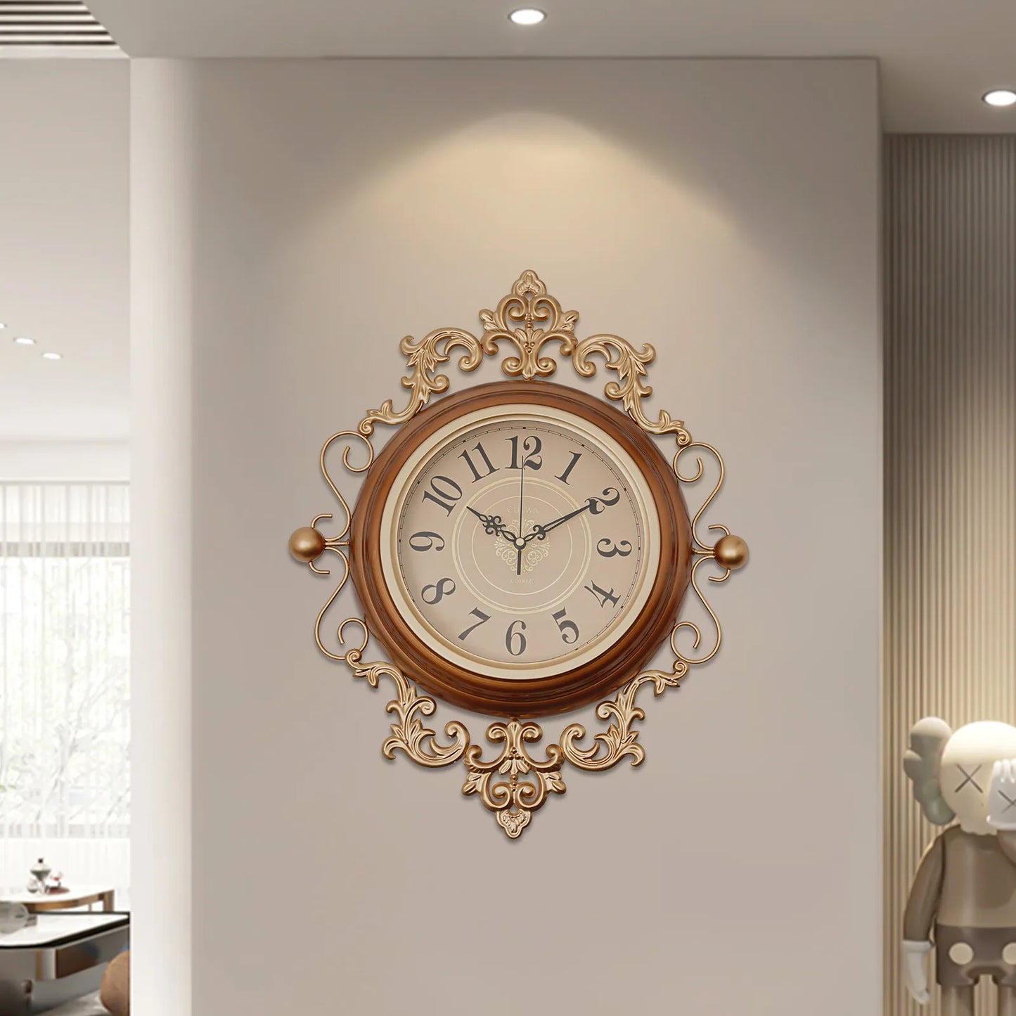 16*19in Indoor Retro Wall Clock Battery Operated Home Office Wall-Mounted Clock
