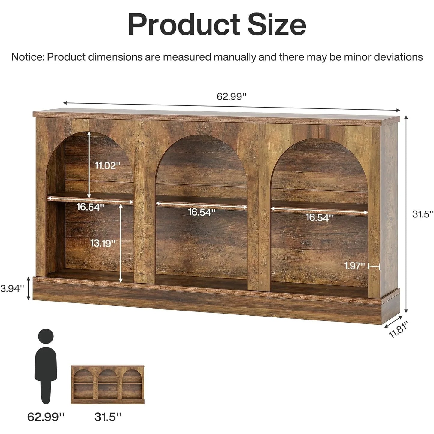 LITTLE TREE Farmhouse Console Table 63Inch, 3 Tier Storage Wooden Rectangular Sofa Table for Entryway Hallway Living Room.