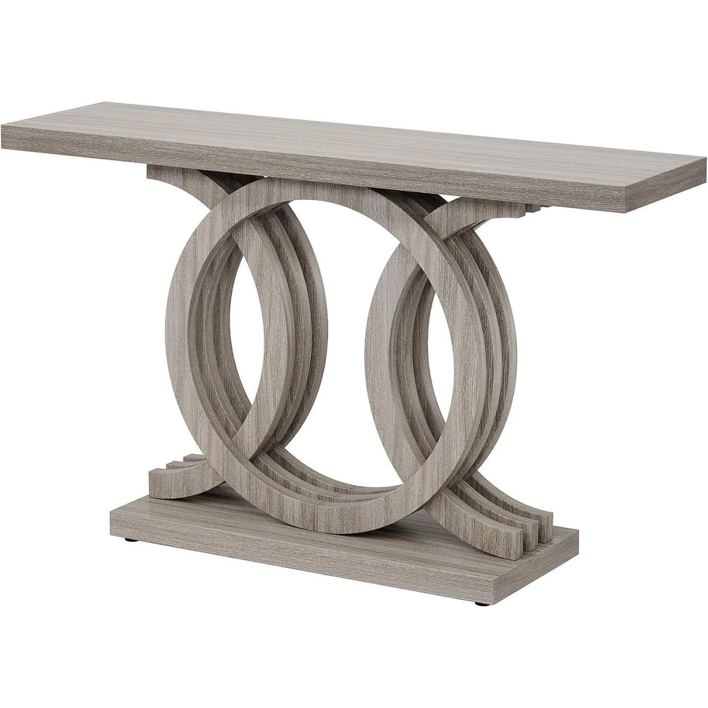 55-Inch Console Table with Geometric Wood Base,Modern Entryway Table with Thick Tabletop for Living Room, Hallway, Foyer (Gray)(Multiple colors)