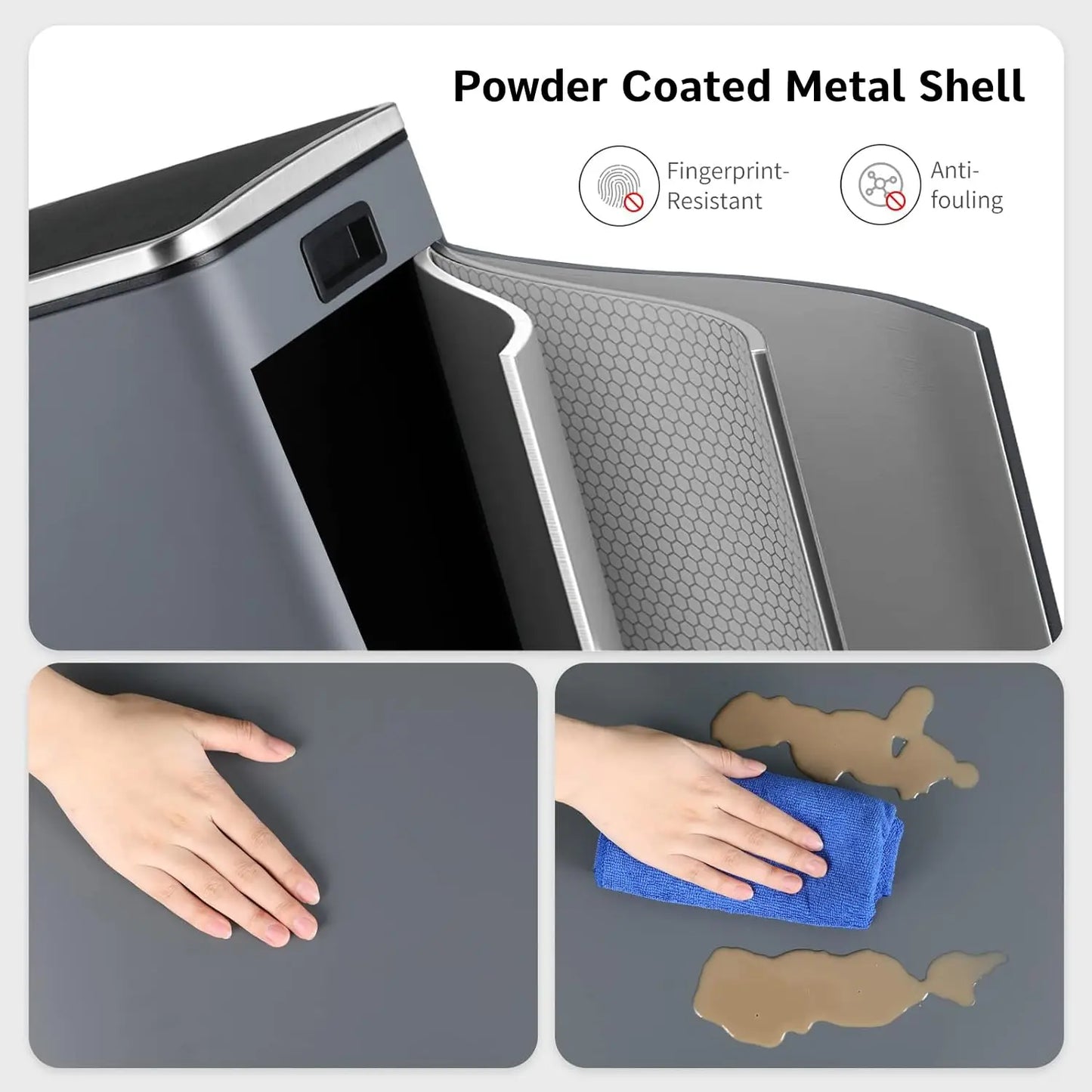 16 Gal (60 L) Stainless Steel Kitchen Trash Can Dual Recycling Bin Garbage Can with Lid Garbage Bin Dustbin w/ Soft-Close Lid (Multiple colors)