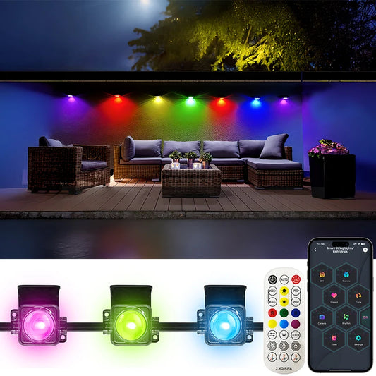 Eaves Lights Smart RGB Permanent Outdoor Lights DIY Colors Waterproof Eaves Lighting for Christmas Halloween Holiday Daily Decor