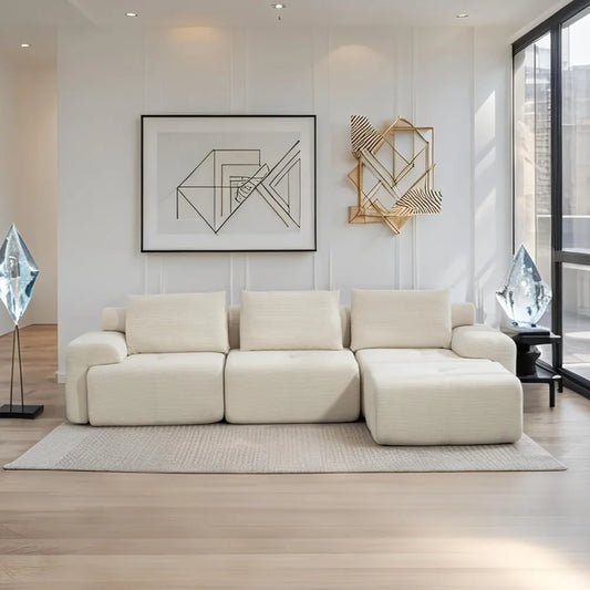 L-Shaped Sectional Couches for Living Room with Memory Foam & Steel Frame - No Assembly Convertible Sofa Bed, Modular Couch  (Multiple colors)