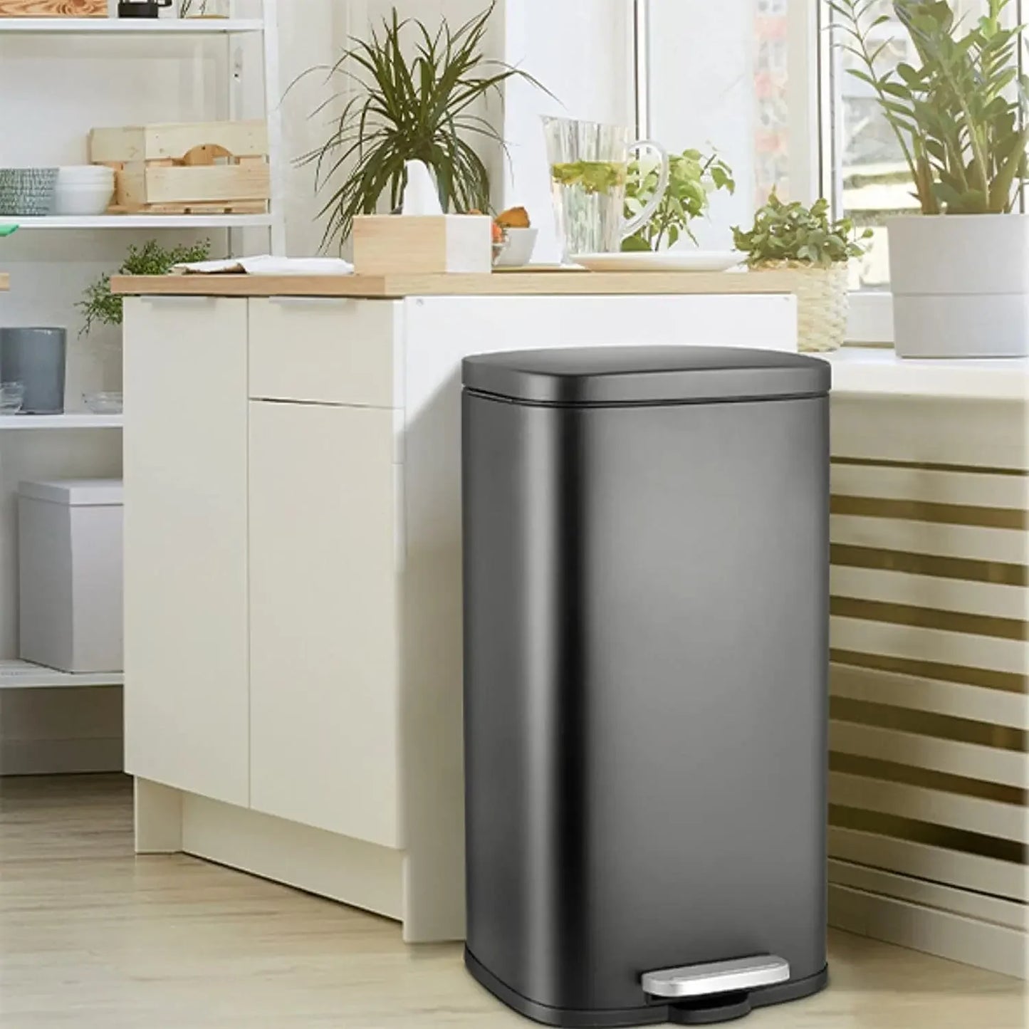 8 Gallon / 30L Step Trash Can, Stainless Steel Garbage Bin Removable Inner Bucket for Kitchen Rubbish W/ Silent Lid Soft-Close (Multiple colors)