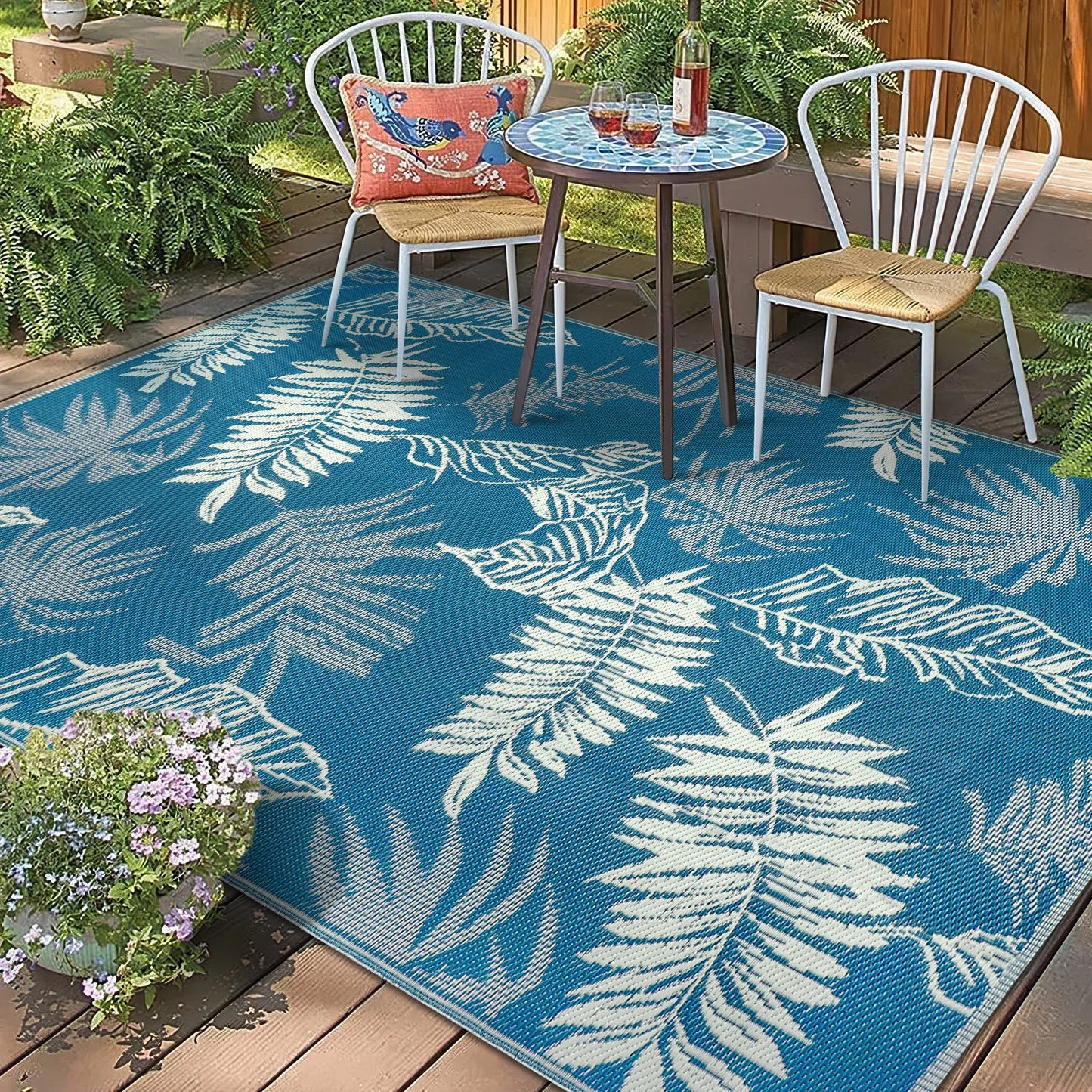 9‘x12' Outdoor Rug Waterproof Recycled Plastic Straw Rug Patio Rug Indoor Outdoor Carpet for Patio Deck Camping RV Beach