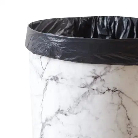 Bathroom Trash Can, 5 Gallon Marble Plastic Garbage Bucket Bin with No Lid, White