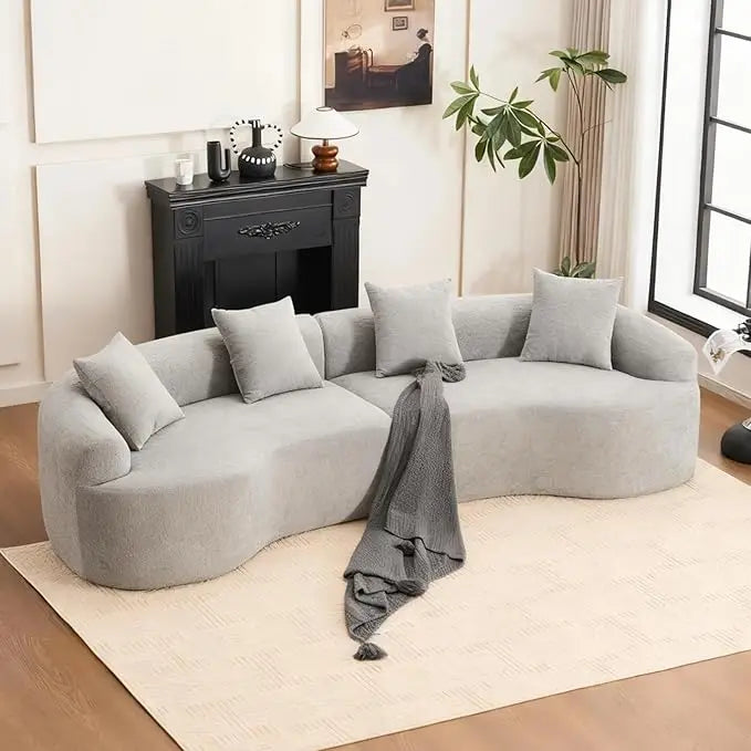 110.2" Curved Sectional Sofa,Luxury Wood Grain Chenille Fabric, Oversized Sectional Sofa,Compression Curved Couch for living room  (Multiple colors)