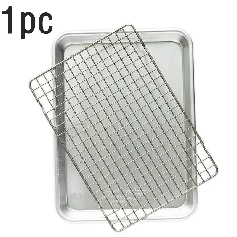 430Stainless Steel Baking Pan with Drain Rack - Multi-Purpose Oven Cookie Sheet &Roasting Pan for Baking, Grilling and Food Prep