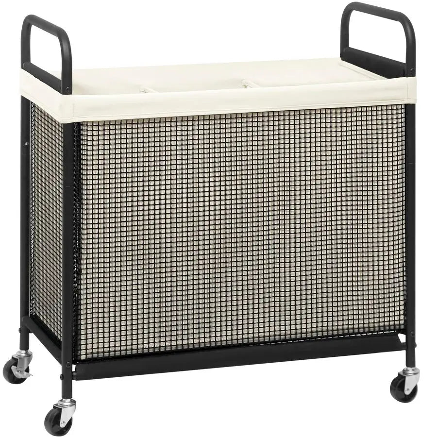 Rolling Laundry Hamper with Wheels 3 Section Laundry Sorter Rolling Laundry Basket on Wheels with Removable Bag Clothes Hamper