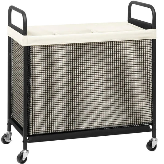 Rolling Laundry Hamper with Wheels 3 Section Laundry Sorter Rolling Laundry Basket on Wheels with Removable Bag Clothes Hamper