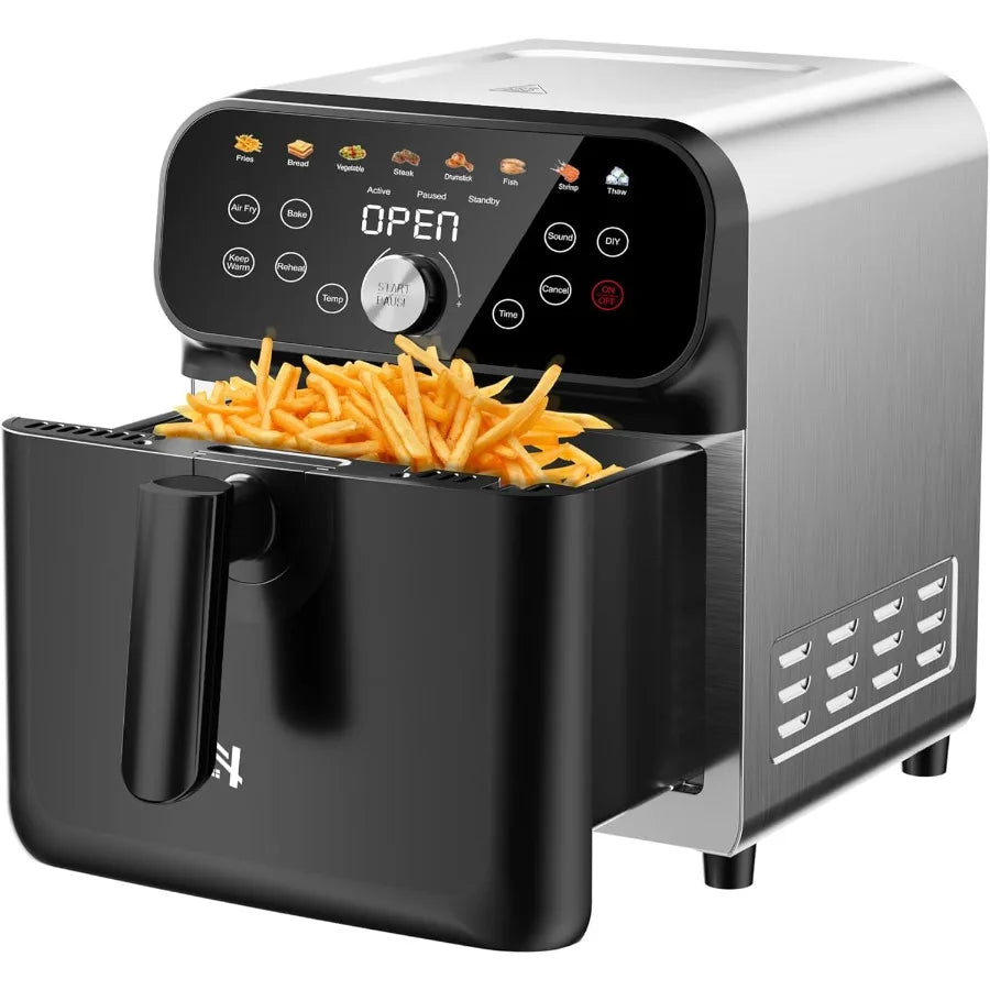 6.2 QT Air Fryer Oven with LED Digital Touchscreen for Home Kitchen Use Features 12 Preset Cooking Functions Including Air Frying