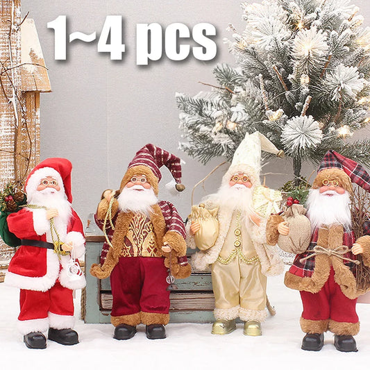 1~4 PCS 2025 Christmas Decoration for Home Santa Claus Plush Doll 30 cm Navidad Party Decor Xmas Ornaments New Year Gift