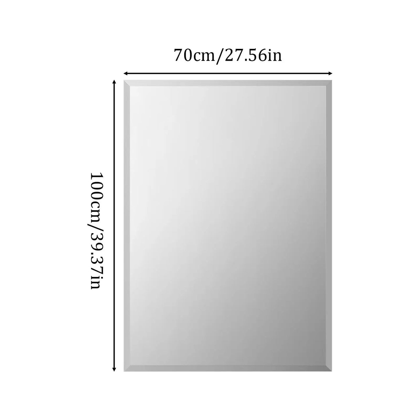 Rectangle Wall Mirror Frameless Vanity Mirror Entry Decor Mirror Beveled Silver Edge for Bathroom Bedroom Livingroom Diningroom
