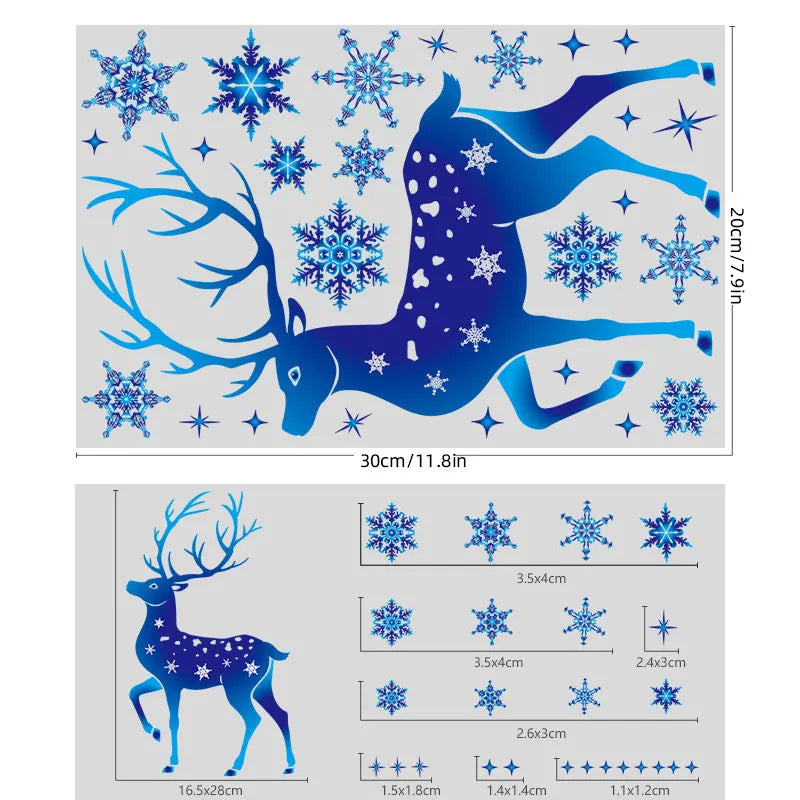 2025 Christmas Room Wall Window Decal Store Window Glass Stickers Elk Snow Wall Decals Christmas Decorations Xmas Party Supplies