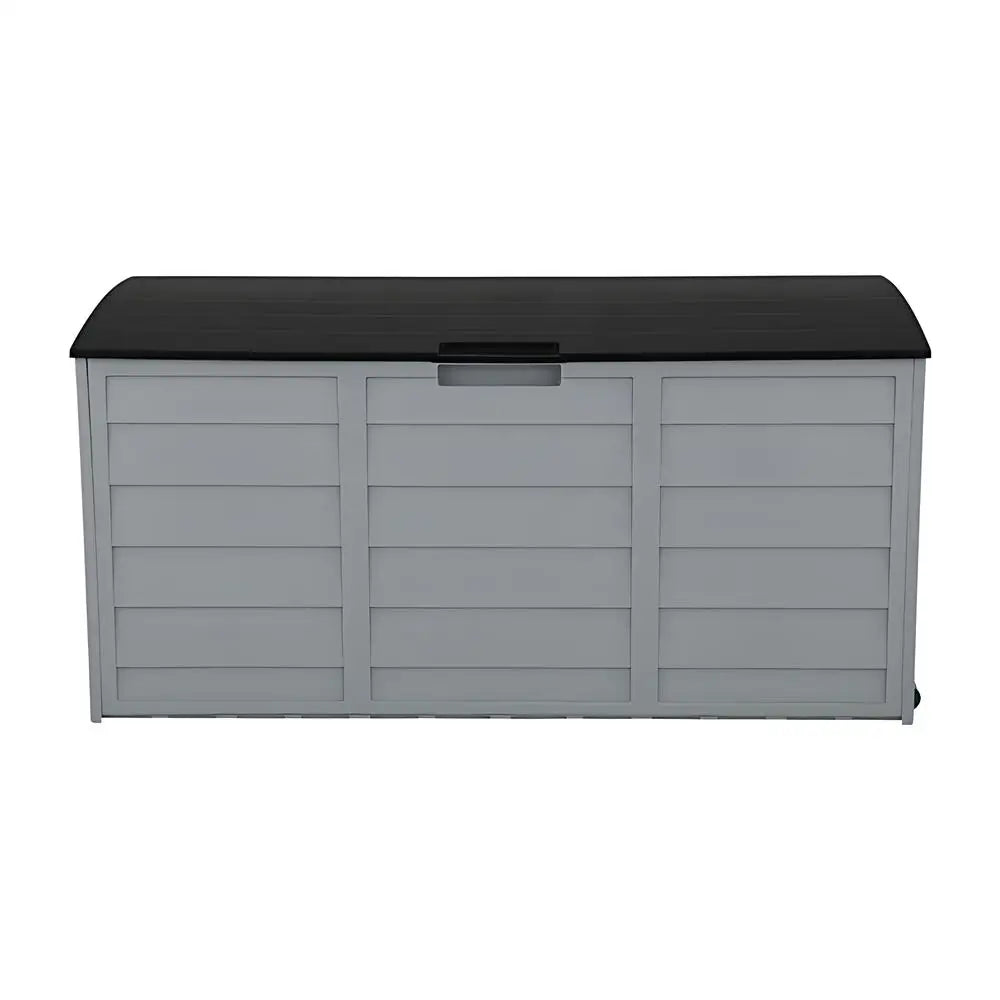 260L Outdoor Garden Large Capacity Storage Box With Lid Lockable Thickened Waterproof Storage Deck Box For Garden Tools, Black