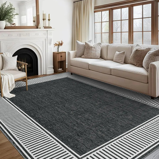 Area Rugs for Living Room 9x12 Modern Bordered Rugs Accent Rug Foldable Carpet for Bedroom Living Room Home Office (Multiple colors)