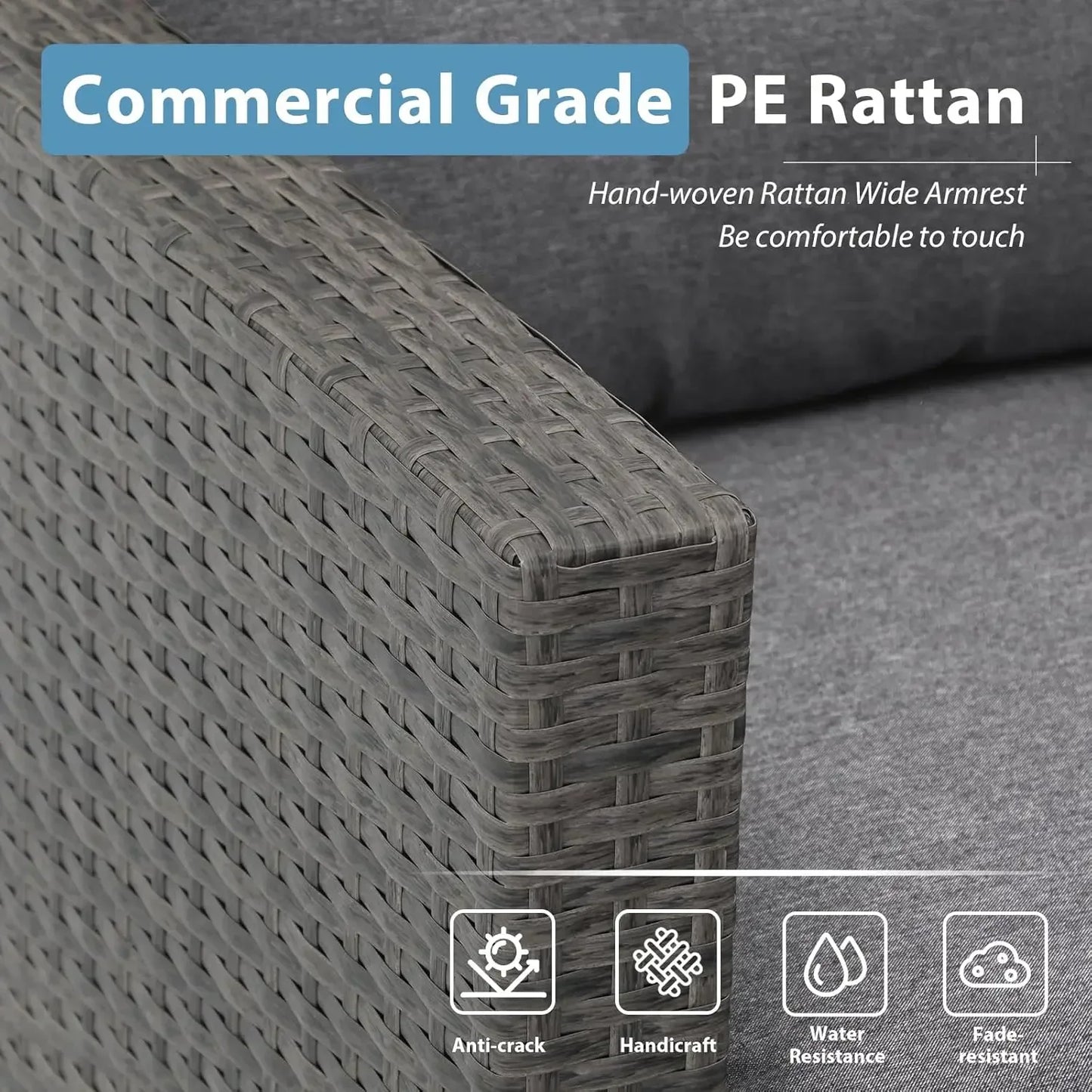 （XMSJ-Hot）Outdoor Patio Furniture Sets, All Weather Outdoor Sectional Patio Sofa, Wicker Rattan Outdoor Couch Patio Set