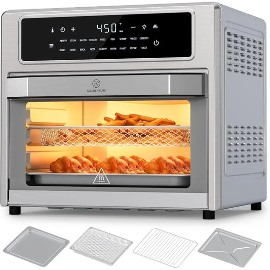 26.4 Qt Convection Oven Toaster Air Fryer Combo with 18in1 Functions Stainless Steel Countertop Appliance Featuring 4 Zone Cooking