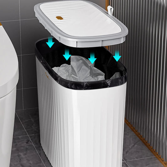 12L Trash Can Odor Free Narrow Trash Bin Space Saving Bathroom Storage Bucket Waterproof Pressing Type for Home Office