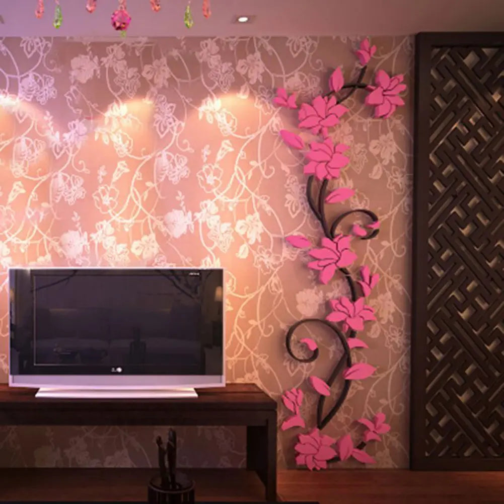 3D Wall Stickers DIY Removable Art Vinyl Vase Flower Tree Decal Mural Home Bedroom  & Living Room & Bathroom  Decoration