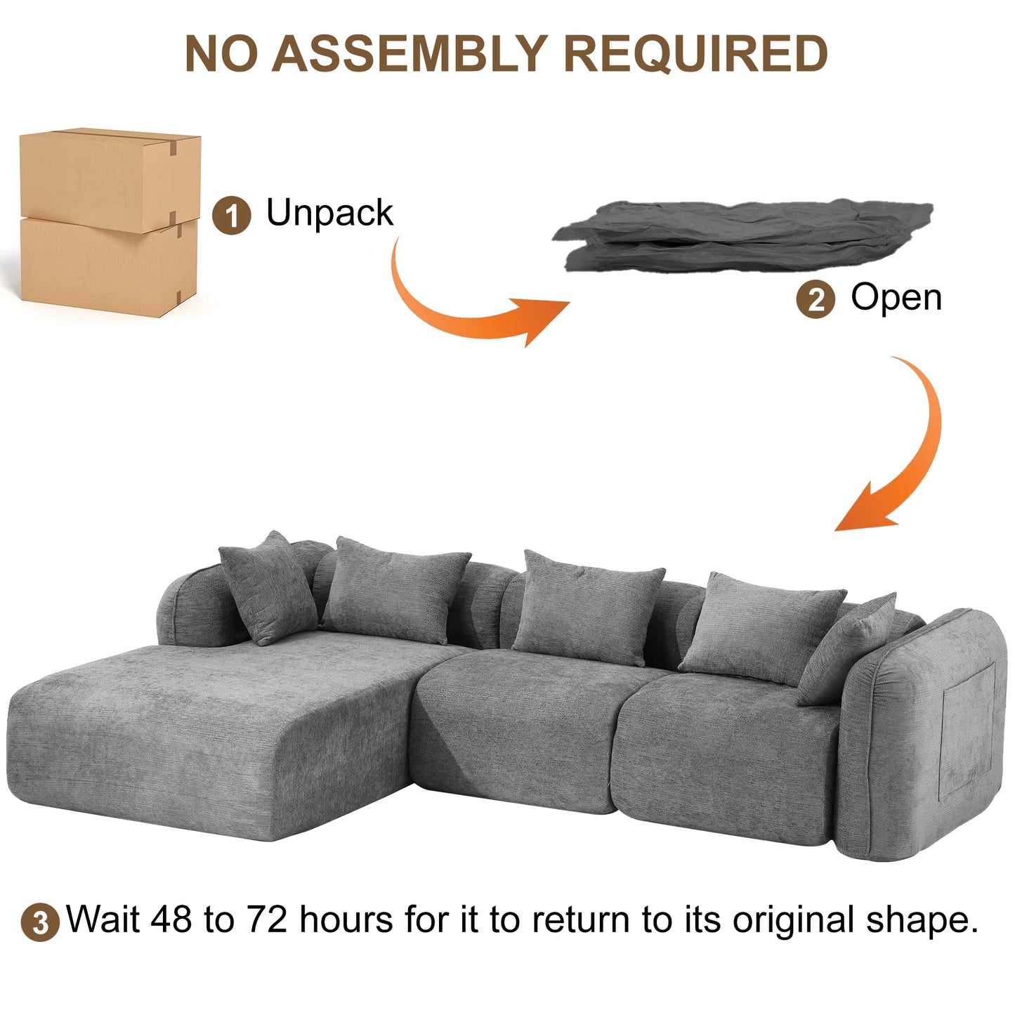 Redlife Sherpa Modular Cloud Sofa | Beige Fluffy Sherpa Deep Seat No-Assembly Sectional Couch for Small Living Room (Multiple colors)