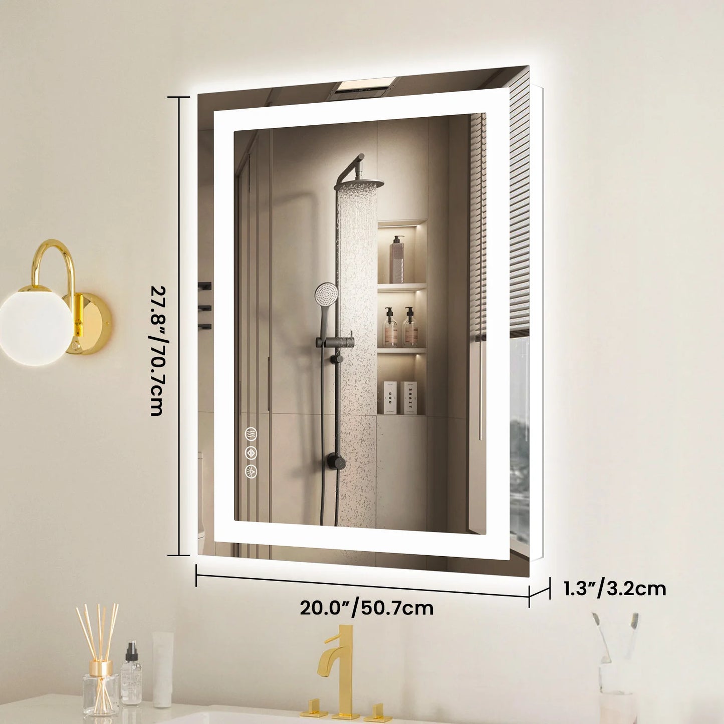 JHK 36"x 24"LED Bathroom Vanity Mirror for Wall Memory Function Tempered Glass with Front Light and Backlit For Living Room (Multiple sizes)