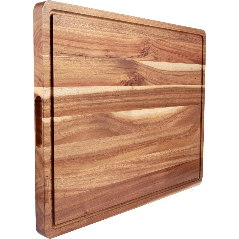 Acacia Wood Cutting Boards for Kitchen, 24 x 18 Inch Extra Large Wooden Cutting Board with Juice Groove, Reversible Butcher