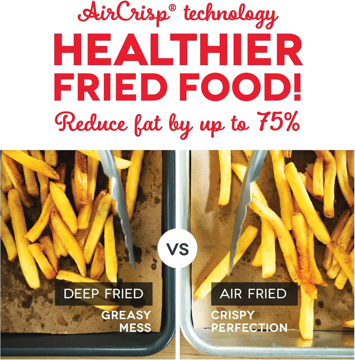 Deluxe Electric Air Fryer + Oven Cooker with Temperature Control, Non-stick Fry Basket, Recipe Guide + Auto Shut Off Feature, (Multiple colors)