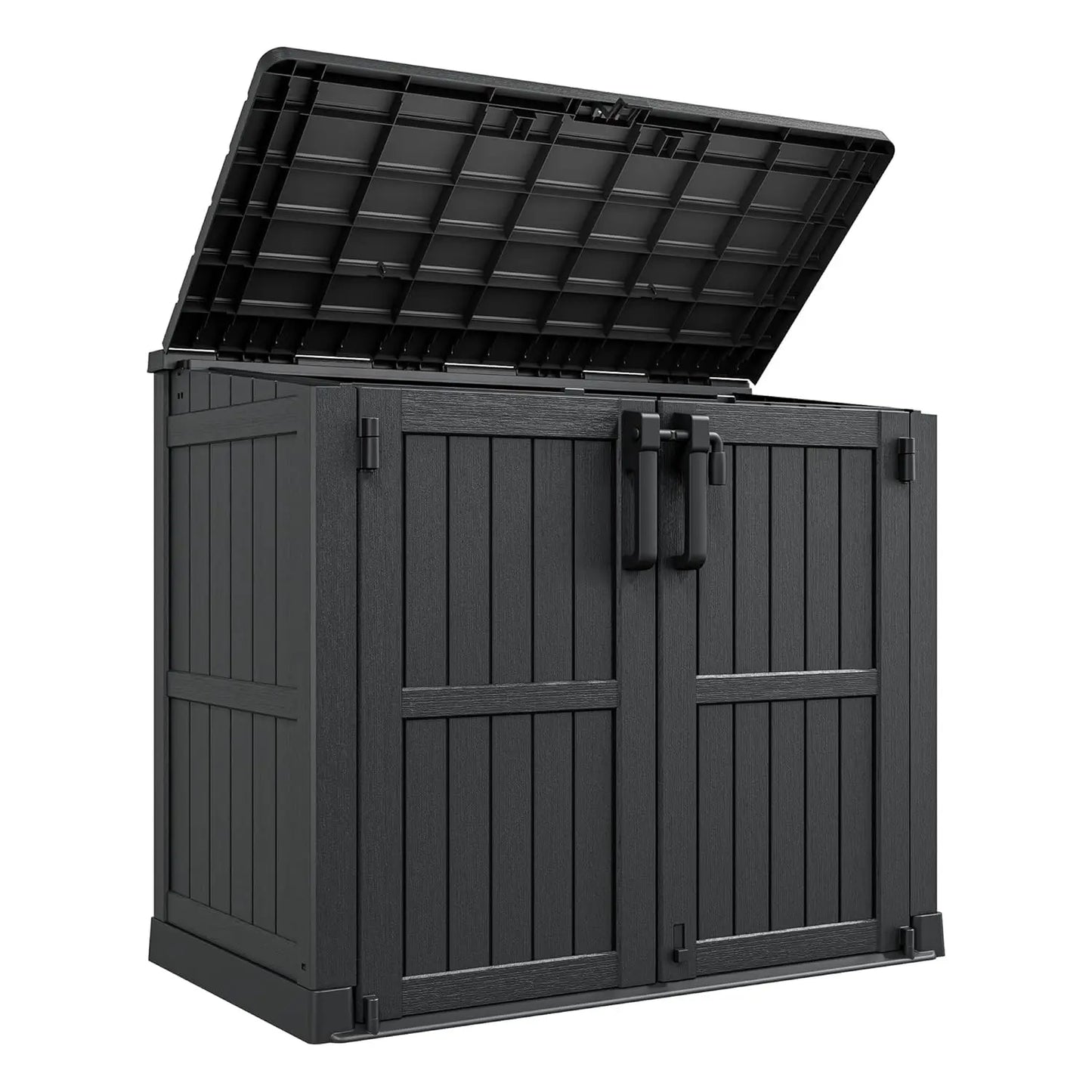 36 CuFt Lockable Resin Outdoor Storage Cabinet Horizontal Shed Waterproof Backyard Patio
