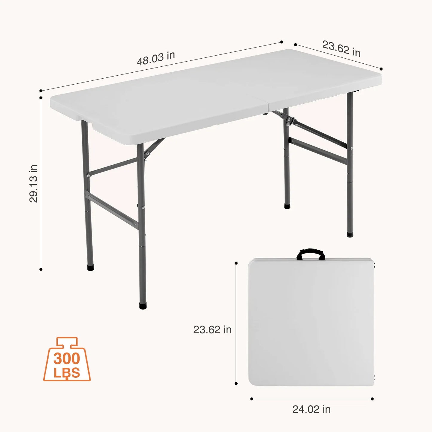 JHK Plastic Portable Folding Outdoor Indoor Table Heavy Duty Foldable Table with Carrying Handle Safety Lock For Camping Picnic