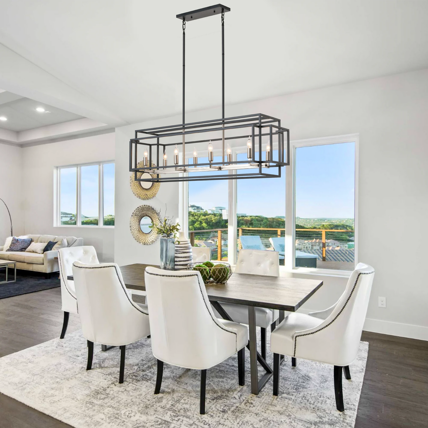 Retro Industrial Chandelier for Table Dining Room Kitchen Island Bar Light Pendant Lighting Lamps Home Decor Lusters Luminaires (Silver and Gold)