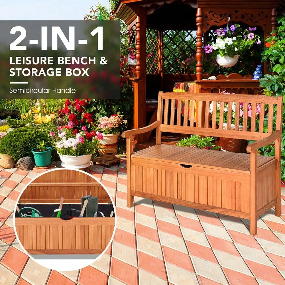 33 Gal Outdoor Storage Bench Deck Box Patio Storage Loveseat