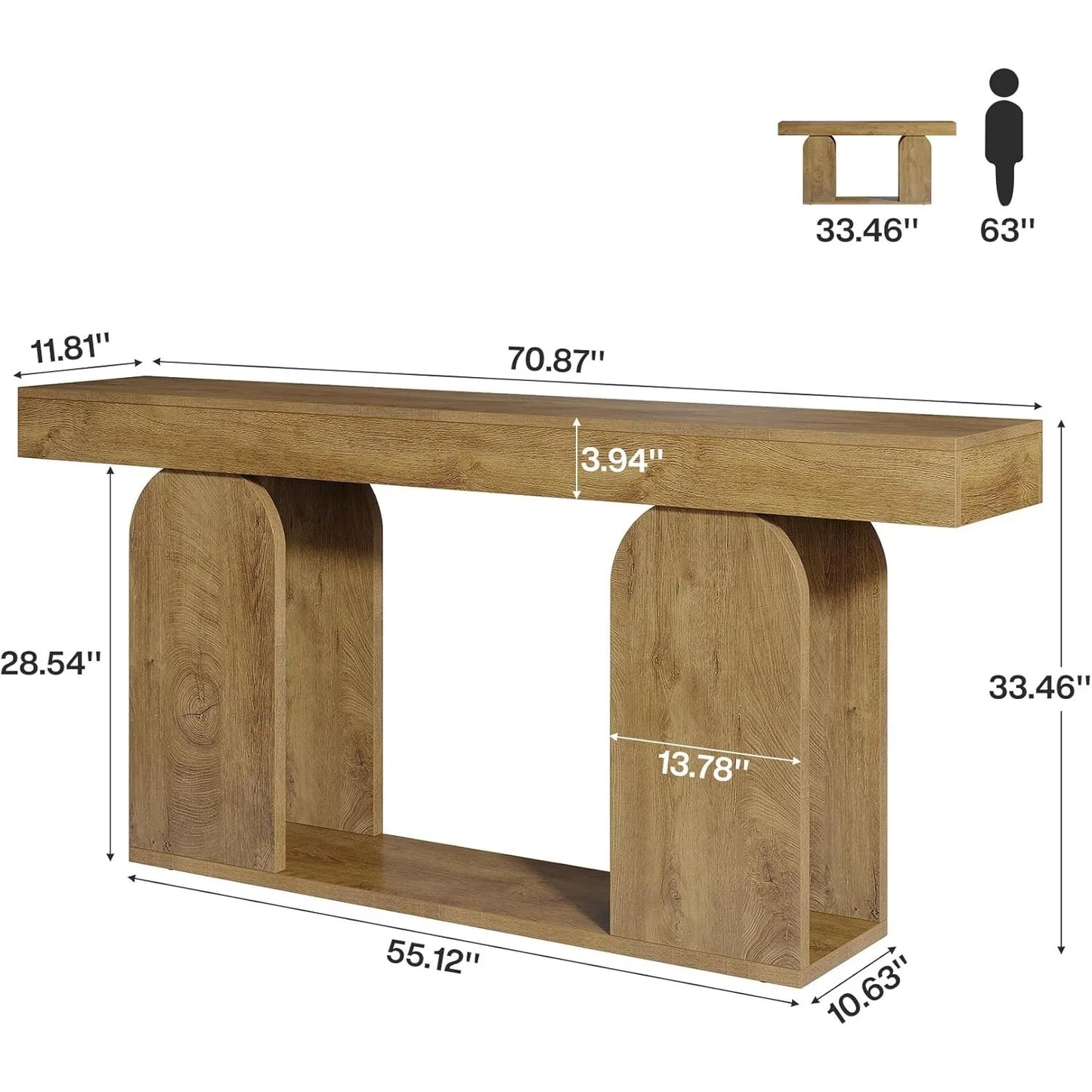 LITTLE TREE 70.9-Inch Extra Long Farmhouse Console Table,2-Tier Wooden Entryway Table with Storage Shelf for Hallway,Living Room