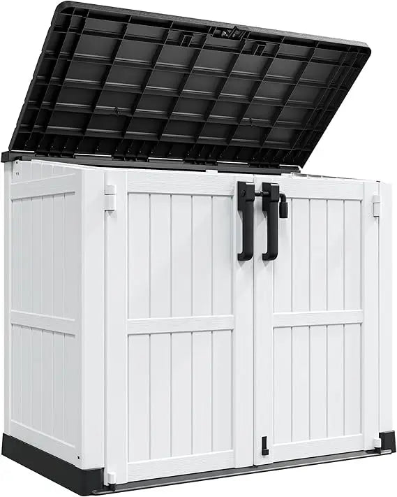 Outdoor Storage Cabinet 36 Cu Ft with Lockable Doors, Portable Horizontal Resin Storage Shed -Easy to Assemble, Waterproof