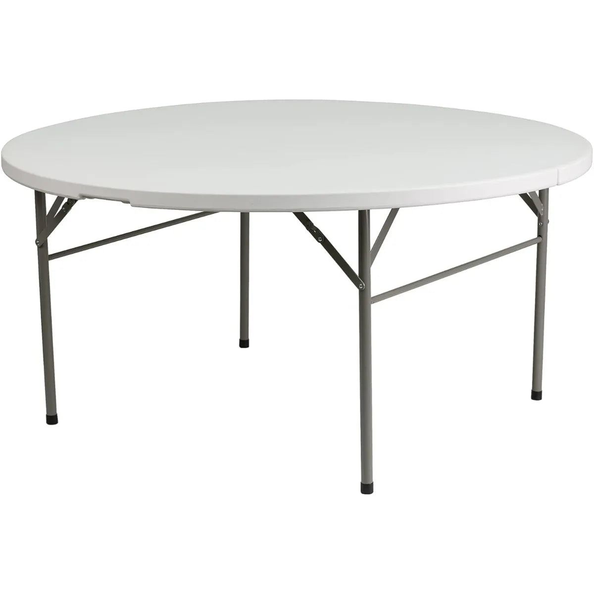 5' Round Plastic Folding Table - with Carrying Handle, Foldable for Indoor/Outdoor Events - Perfect for Parties