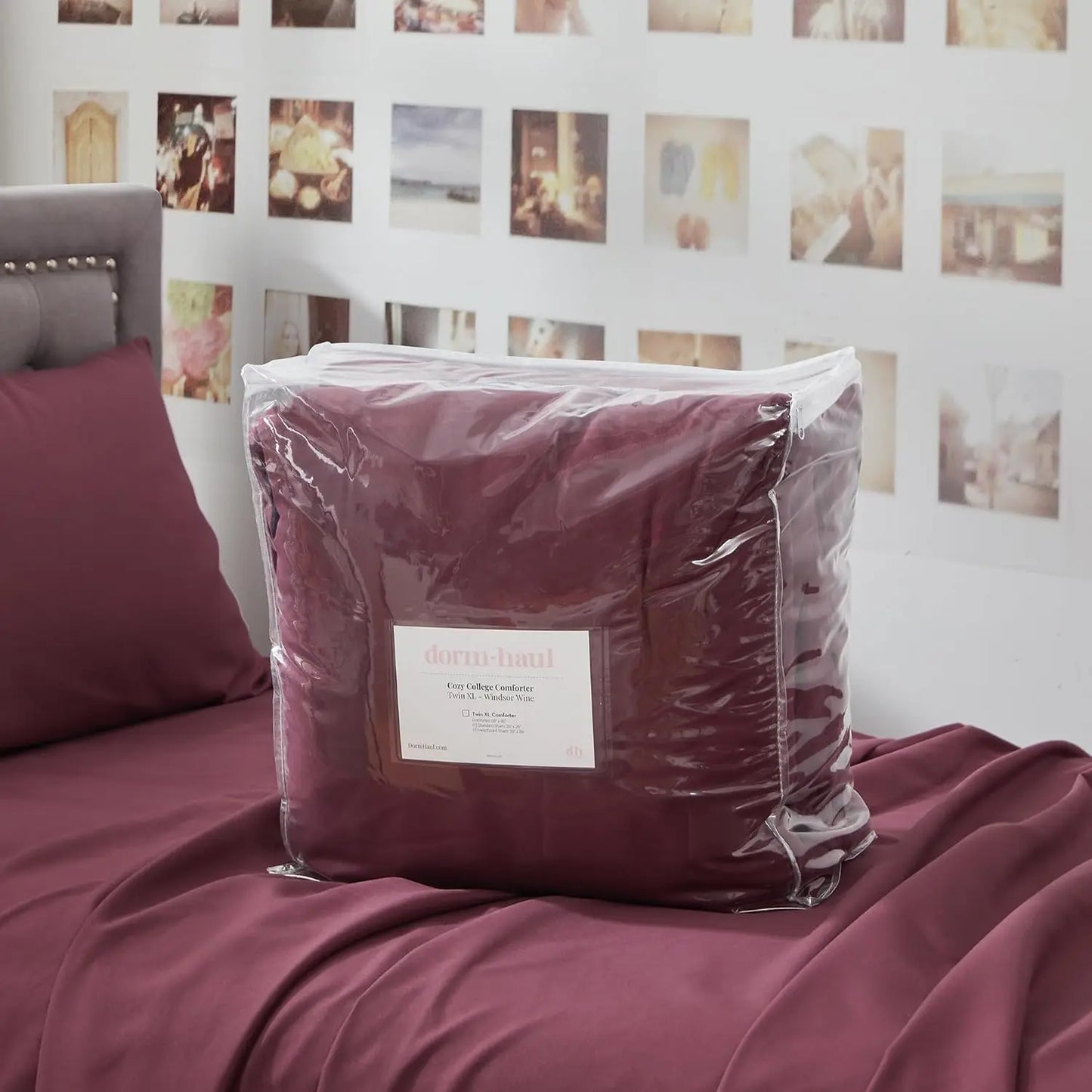 College Comforter Set - Twin XL Bedding - Windsor Wine