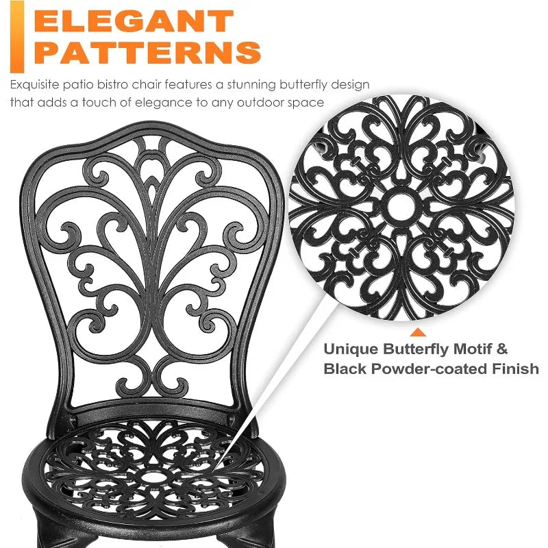 3 Piece Bistro Set Outdoor, All Weather Cast Aluminum Patio Bistro Sets Patio Table and Chairs Set of 2 with Umbrella