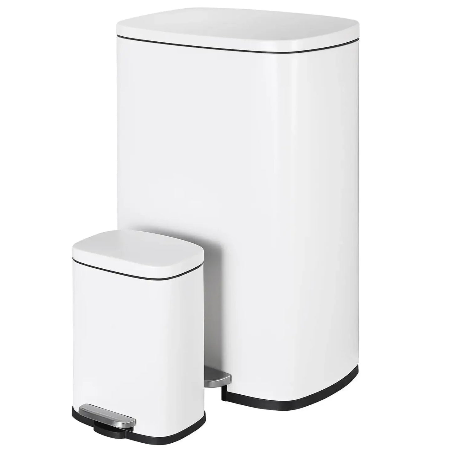 Kitchen Trash Garbage Can 50L+5L Soft-Close, Smudge Resistant Trash Can with Foot Pedal-Brushed Stainless Steel, Satin Nickel (Multiple colors)