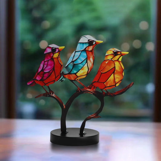 Metal Bird Sculpture Ornaments Household Craft Colorful Home Ornament for Living Room Bedroom Decor