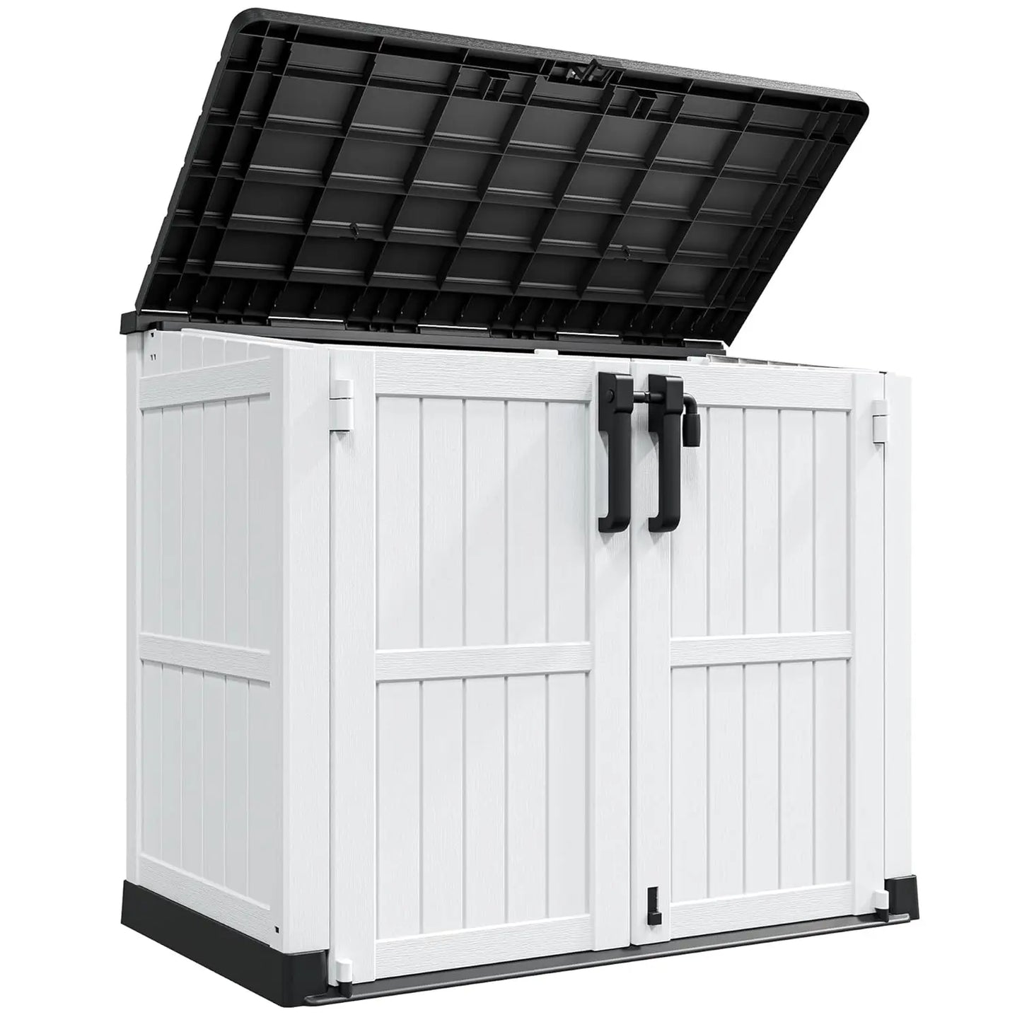 36 CuFt Lockable Resin Outdoor Storage Cabinet Horizontal Shed Waterproof Backyard Patio