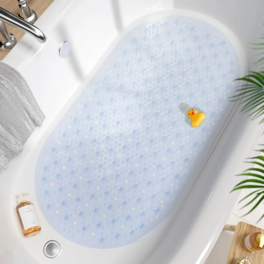Bathtub Mat Non Slip 27x15 Inch Bubble Oval Bath Tub Mat for Bathroom Machine Washable Shower Mat with Suction Cups