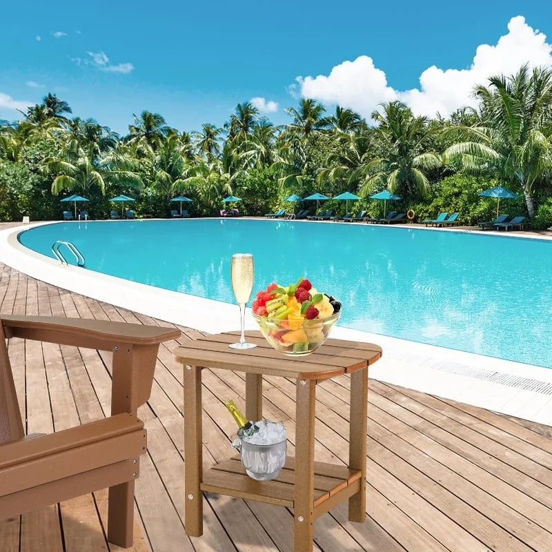 Teak Double Adirondack Side Table, Weather Resistant for Pool and Patio