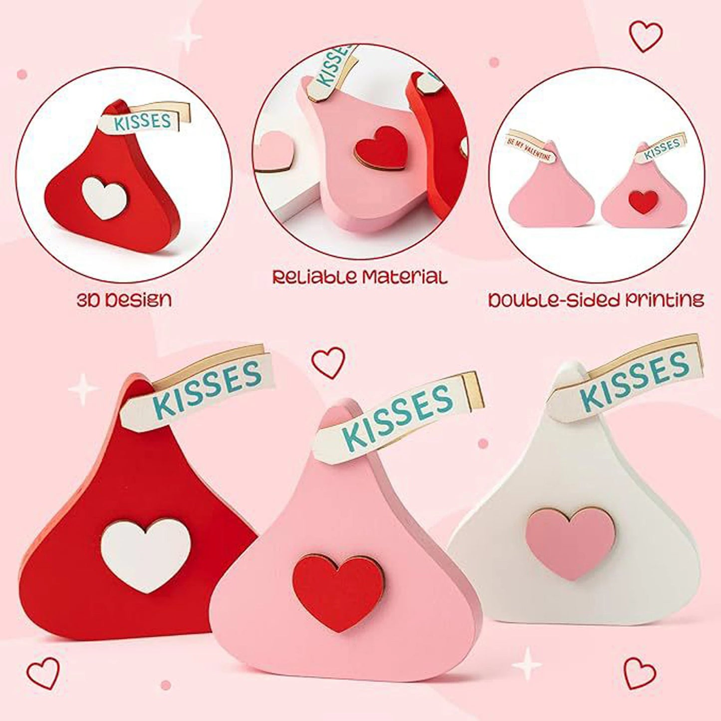 Romantic Valentine s Day Tiered Tray Decor Set with Double-Sided Signs and Candy Centerpieces for Wedding Party Tabletop