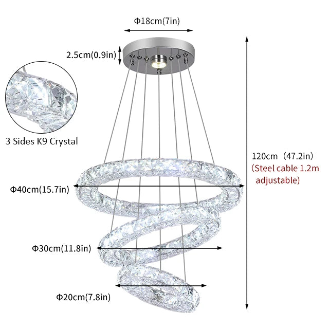 Modern Crystal Ceiling Chandelier Round Ring Lamp Suspension Fixtures Dining Room Furniture Plafon Led Luminaire Pendant Lights