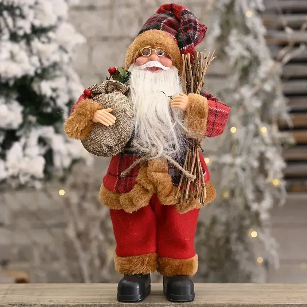 1~4 PCS 2025 Christmas Decoration for Home Santa Claus Plush Doll 30 cm Navidad Party Decor Xmas Ornaments New Year Gift