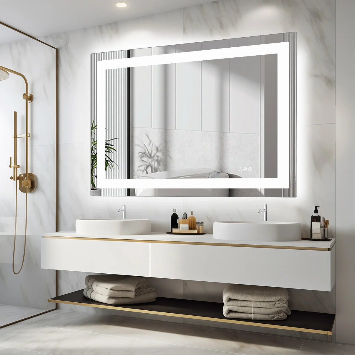 JHK 36"x 24"LED Bathroom Vanity Mirror for Wall Memory Function Tempered Glass with Front Light and Backlit For Living Room (Multiple sizes)