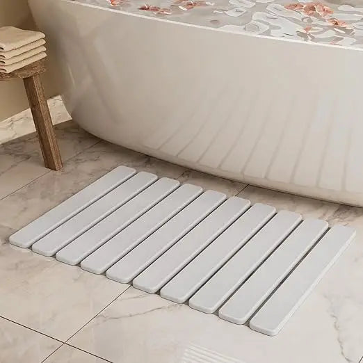 Foldable Stone Bath Mat, Quick Dry Stone Drying Mats for Bathroom, Super Absorbent Bath Stone Mat, Non Slip, Large Diatomaceous