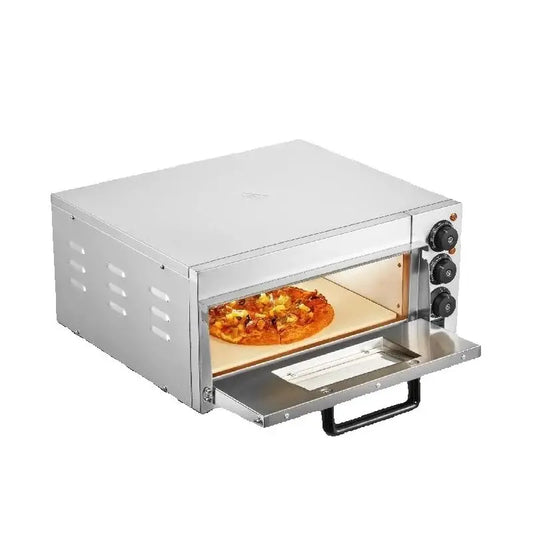 SucceBuy Commercial Pizza Oven Countertop Single Deck Layer Stainless Steel Electric Pizza Oven w/ Stone and Handle Pizza Maker